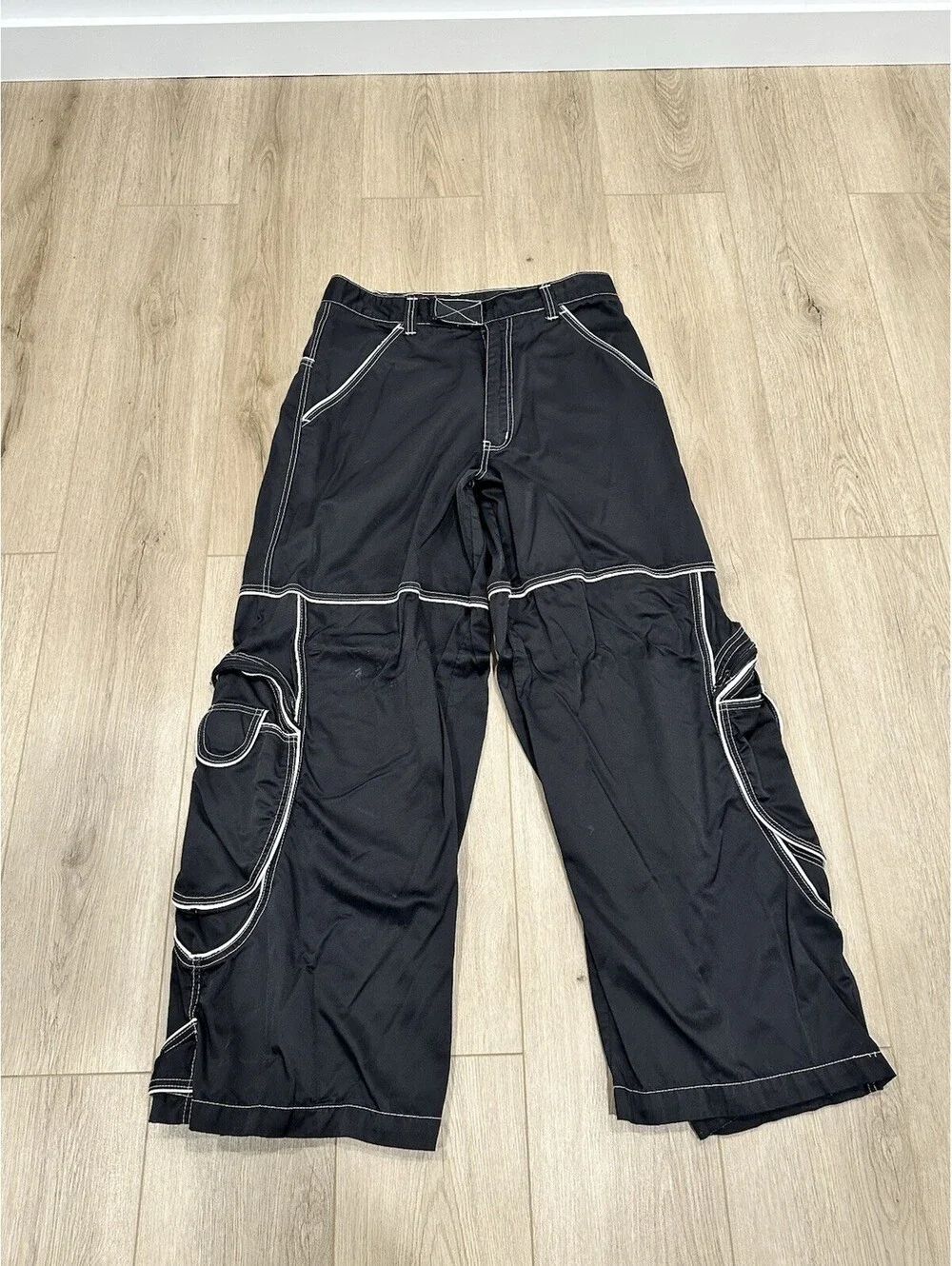 Vintage Macgear Rave Pants 34x31 Cargo Wide Leg Y2K Glow Drum Bass Festival